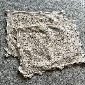 Set Of 2 JCPenney Home Collection Crochet Lace Pillow Shams Cotton Boho Ecru